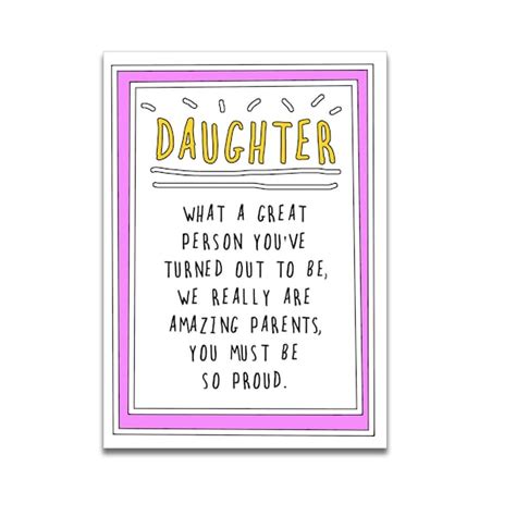 Daughter card Birthday card funny card parents funny | Etsy