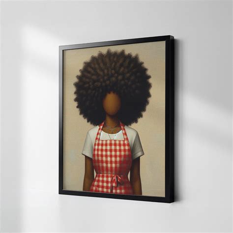 African American Kitchen Wall Decor Black Female Chef Art Canvas