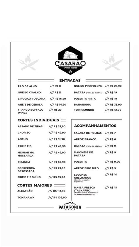 Menu em Casarão Carnes Nobres restaurante Curitiba R Nicola Pellanda