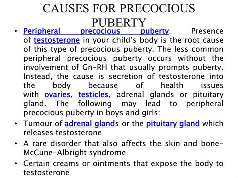 Precocious Puberty Causes Symptoms Sign And Treatment Ppt