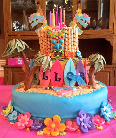 Hawaiian Luau Cake To Celebrate My Granddaughters 9th Birthday Luau