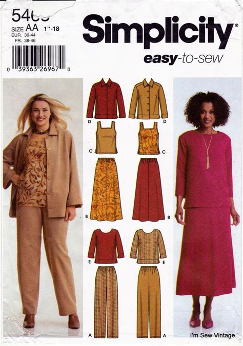 Simplicity 5463 Sewing Pattern Misses Wardrobe Separates Pants Skirt