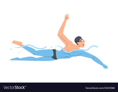 Male Athlete Swim In Swimming Pool Person Vector Image