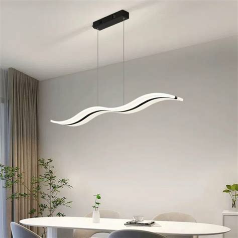 Suspension Led Salle Manger Moderne Noire En Aluminium Luminaires