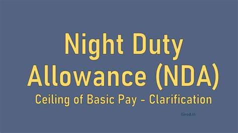 Pdf Night Duty Allowance Nda Ceiling Of Basic Pay Clarification