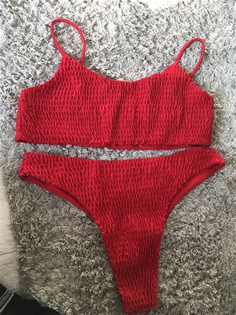 Free Shipping Triangle Ruffles Crochet Bikini Set Jkp