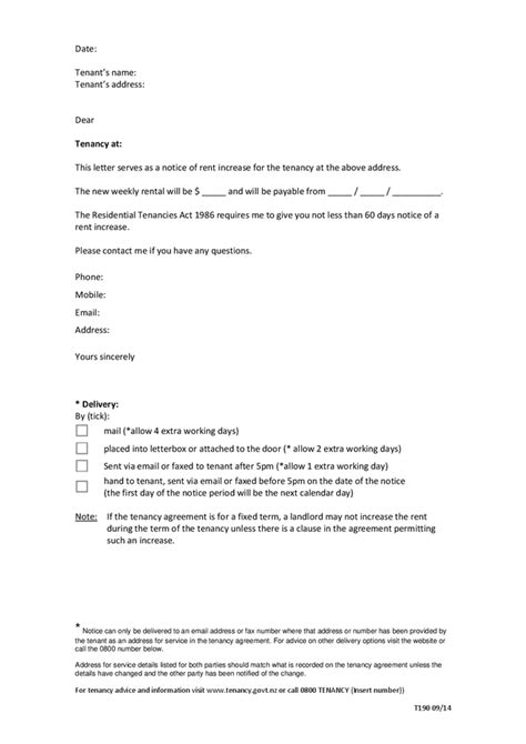 Notice Of Rent Increase Template New Zealand In Word And Pdf Formats