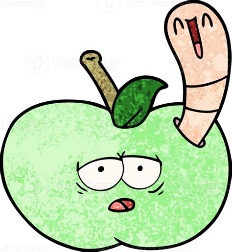 Gusano De Dibujos Animados En Manzana 45322701 Png