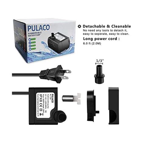 Pulaco Gph W Mini Submersible Water Pump For Aquariums Fish Tank