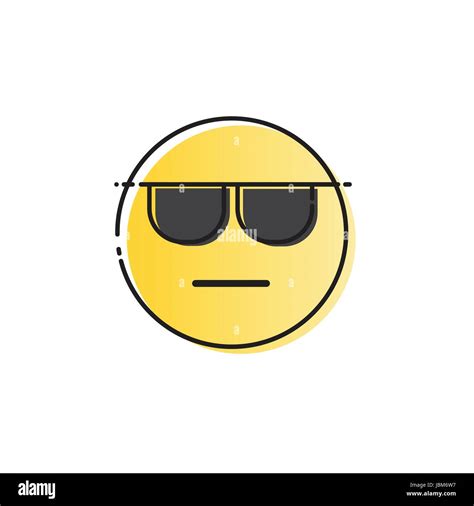 Yellow Smiling Cartoon Face Wear Sunglasses People Emotion Icon Stock ...