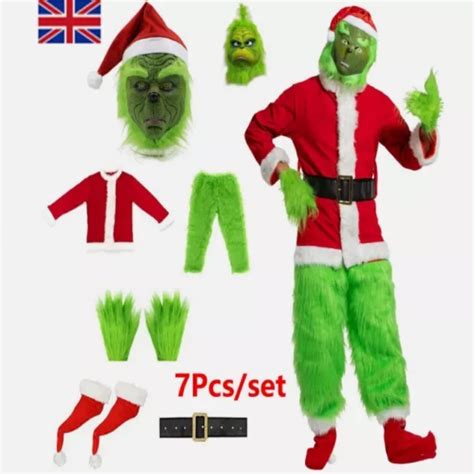 CHRISTMAS THE GRINCH Costume Mask Cosplay Adult Santa Fancy Dress UK