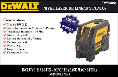 Dewalt Nivel Laser En Cruz 2 Lineas 30 Mts C Punto Plomada Dw0822