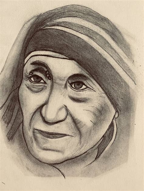 Mother Teresa Drawing by Nitin Gambhir | Saatchi Art