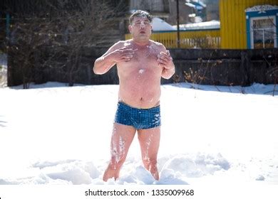 Naked Man Tempered Frosty Snow Stock Photo Shutterstock