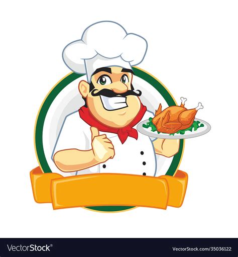 Chef chicken mascot cartoon Royalty Free Vector Image