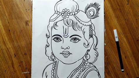 Very Line Art Bal Krishna Krishna Thakur Drwing How To Draw Bal Gopal