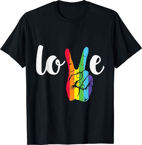 Love Win Rainbow Peace Sign Lesbian Gay Lgbtq Flag Pride T Shirt Walmart