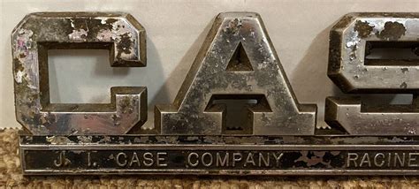 Vintage Ji Case Tractor Hood Emblem Oem Part Case Racine Wisconsin Usa