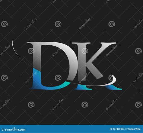 Dk Initial Logo Company Name Colored Blue And White Swoosh Design