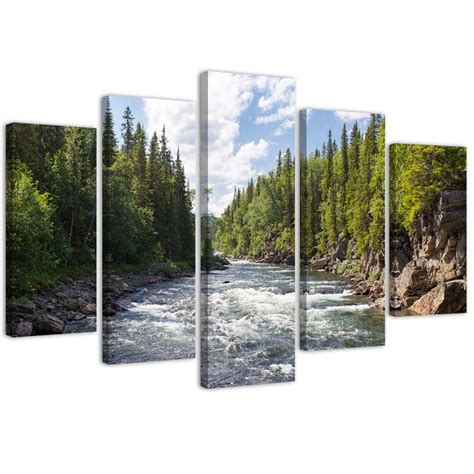 Quadro Su Tela Paneli Foresta Fiume Verde Natura X Leroy Merlin