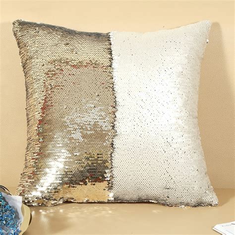 Diy Two Tone Glitter Sequins Throw Pillow Case Reversible Sequin