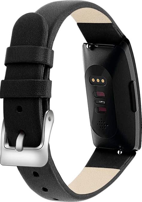 By Qubix Fitbit Inspire HR Lederen Bandje Small Zwart Bol