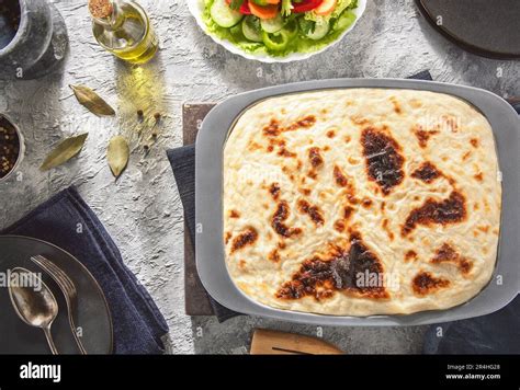 Arabic Cuisine Egyptian Traditional Baked Pasta With B Chamel Sauce