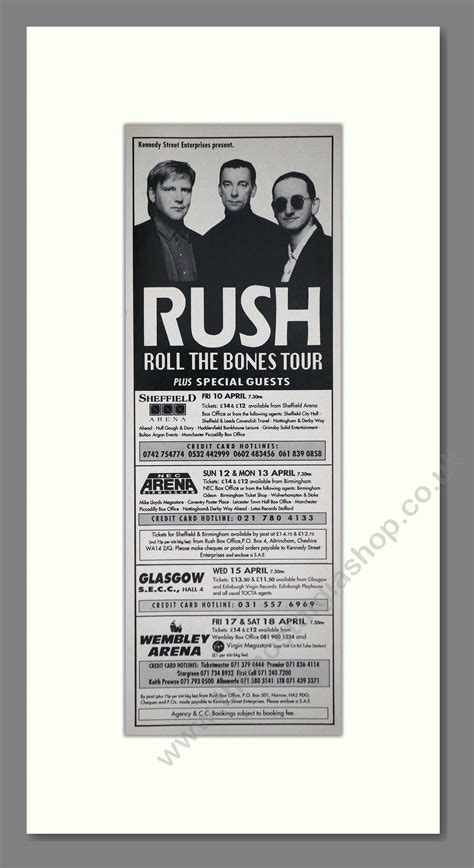 Rush - Roll The Bones Tour. Vintage Advert 1992 (ref AD400134) – The