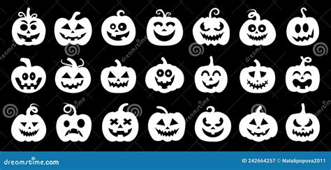 Halloween Pumpkin Silhouette Set Vector Illustration Stock Vector