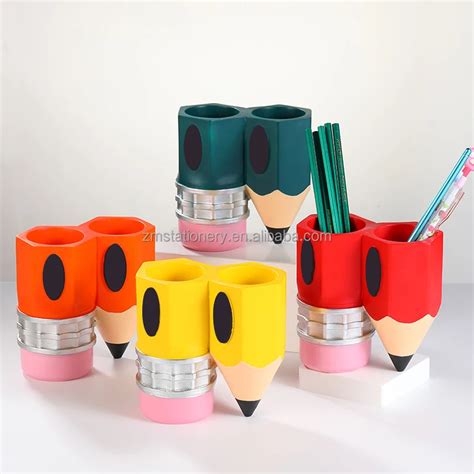 Pencil Shaped Pen Holder Dispenser Shaped Container Pencil Cups Storage Organizer Pen Holder