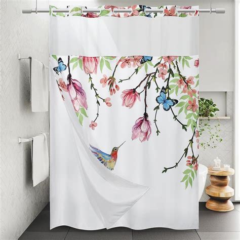 Amazon WITHLOC No Hook Shower Curtain With Snap In Liner