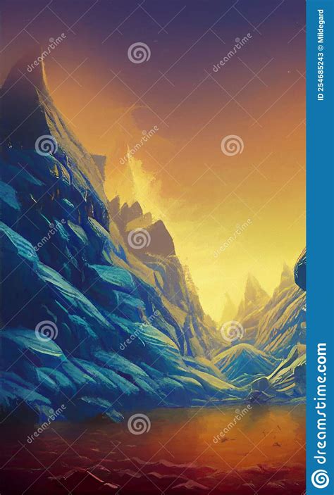 Alien World`s Landscape in Retro Scifi Style Stock Illustration ...