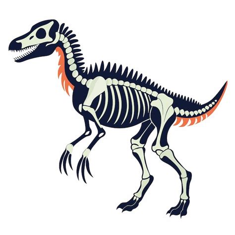 Ilustração de um esqueleto de dinossauro isolado em fundo branco