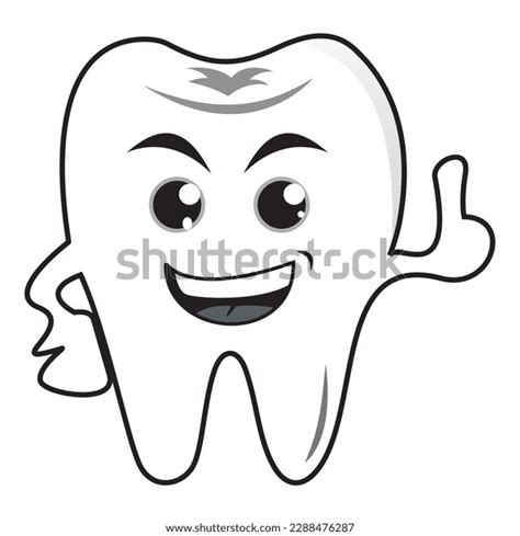 Cartoon Tooth Giving Thumb Vector Ilustration Stock Vector Royalty