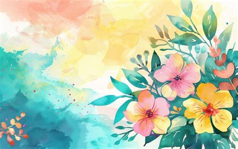 Premium Photo Watercolor Paint Multicolor Flowers As Background