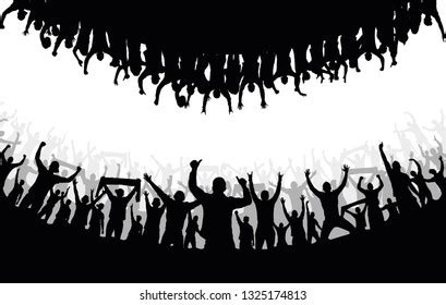 Cheering Crowd People Silhouette Stock Vector (Royalty Free) 1325174813 ...