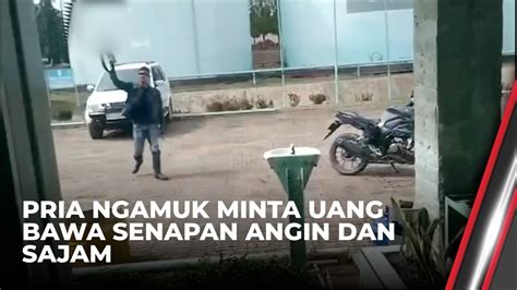 Pria Ngamuk Bawa Senapan Angin Dan Sajam Di Pabrik Lukai Polisi Yang