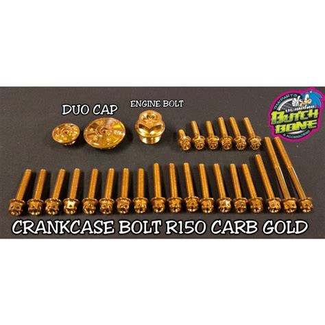 Heng Crankcase Bolt Set Engine Duo Cap Raider Carb Type Gold Sold