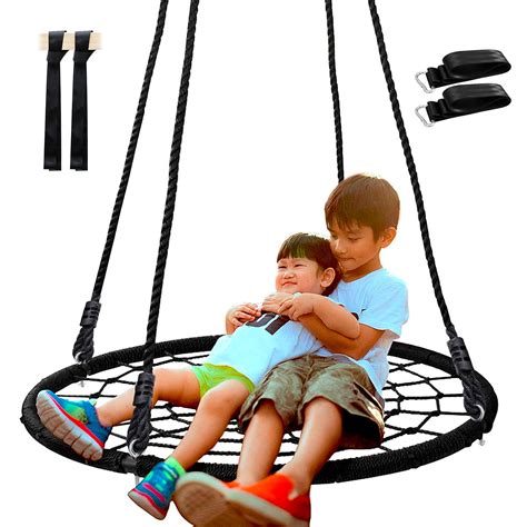 Buy SUPER DEAL 40'' Spider Web Tree Swing Round Net Swing Platform Rope ...