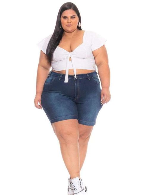 Shorts Oversized Almaria Plus Size Shyros Jeans Az Em 2022 Tamanhos