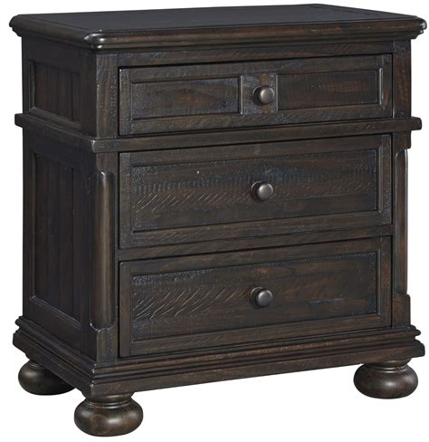 Gerlane Dark Brown 3 Drawer Nightstand, B657-93, Ashley