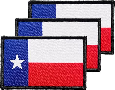 3pcs Texas Flag Patch 2x3 Inch Hook Loop Tactical