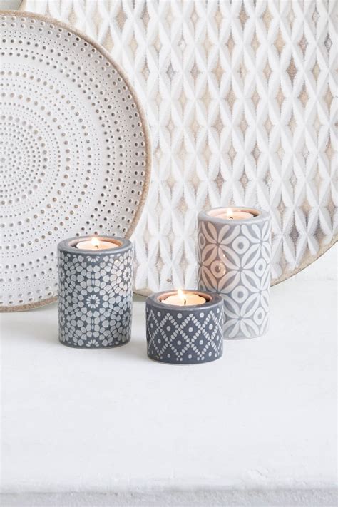 Next Set Of 3 Ceramic Tealight Holders Grey Tea Light Holder Tea