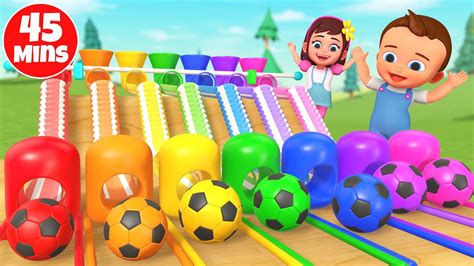 Learn Colors for Children with Color Soccer Balls Wooden Toys 3D