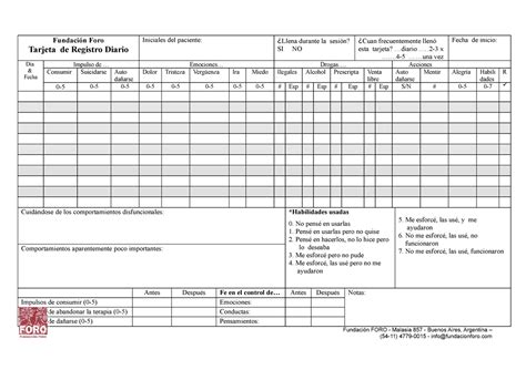 4tarjetas De Registro Sesión Individual Dbt Fundación Foro Tarjeta