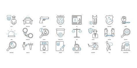 Police Icons Set Set Of Editable Stroke Icons Set Of Police