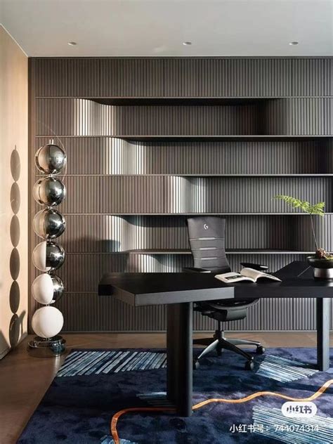 Modern Office with Desk, Chair, and Bookshelf