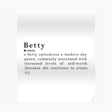 Betty Name Definition Meaning Poster For Sale By Peachyline Redbubble