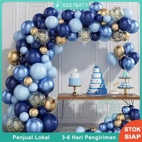 Jual 112 Pcs Emas Biru Angkatan Laut Balon Garland Arch Untuk Pesta