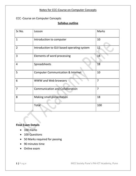 Notes For Ccc Course On Computer Concepts Yunus